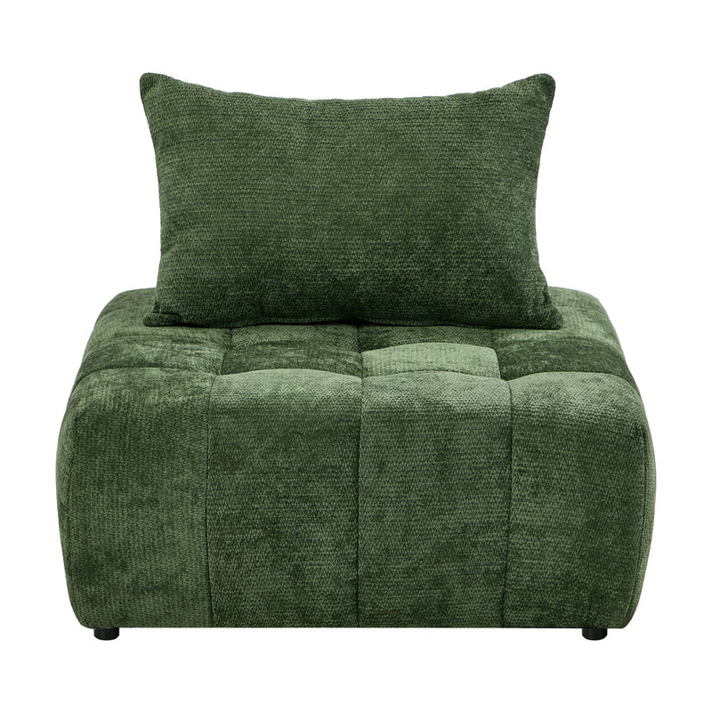 Oikiture Chenille Modular Sofa Lounge w/Pillow TOFU Armless Green