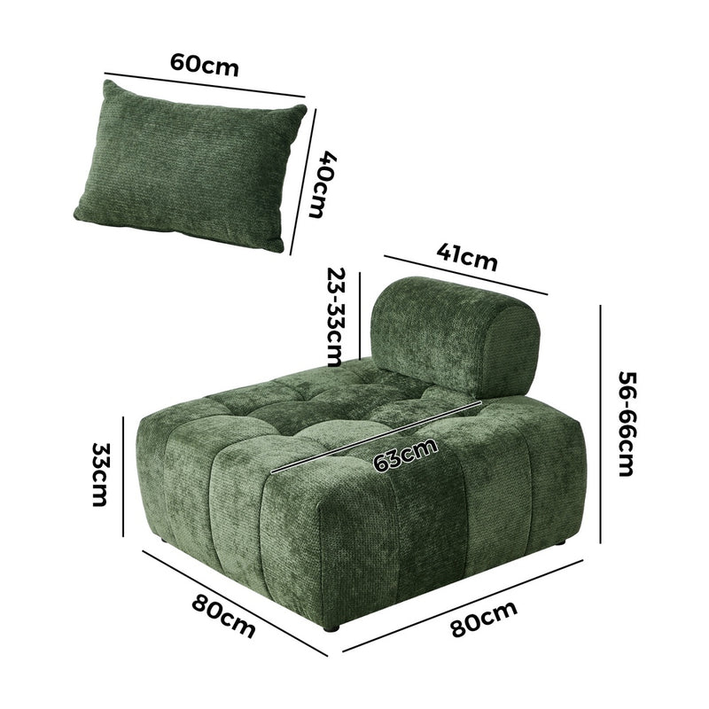 Oikiture Chenille Modular Sofa Lounge w/Pillow TOFU Armless Green