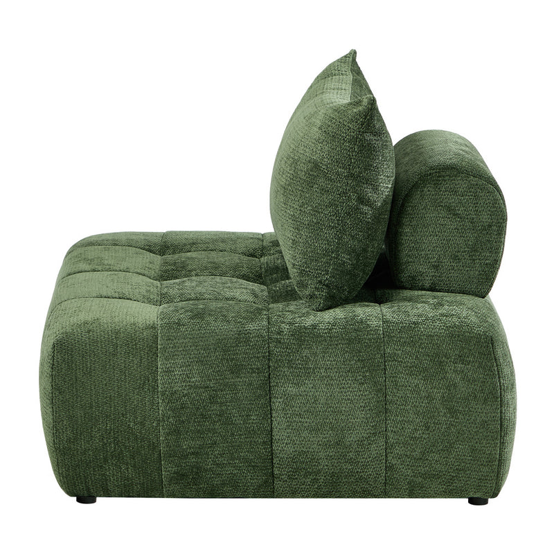 Oikiture Chenille Modular Sofa Lounge w/Pillow TOFU Armless Green