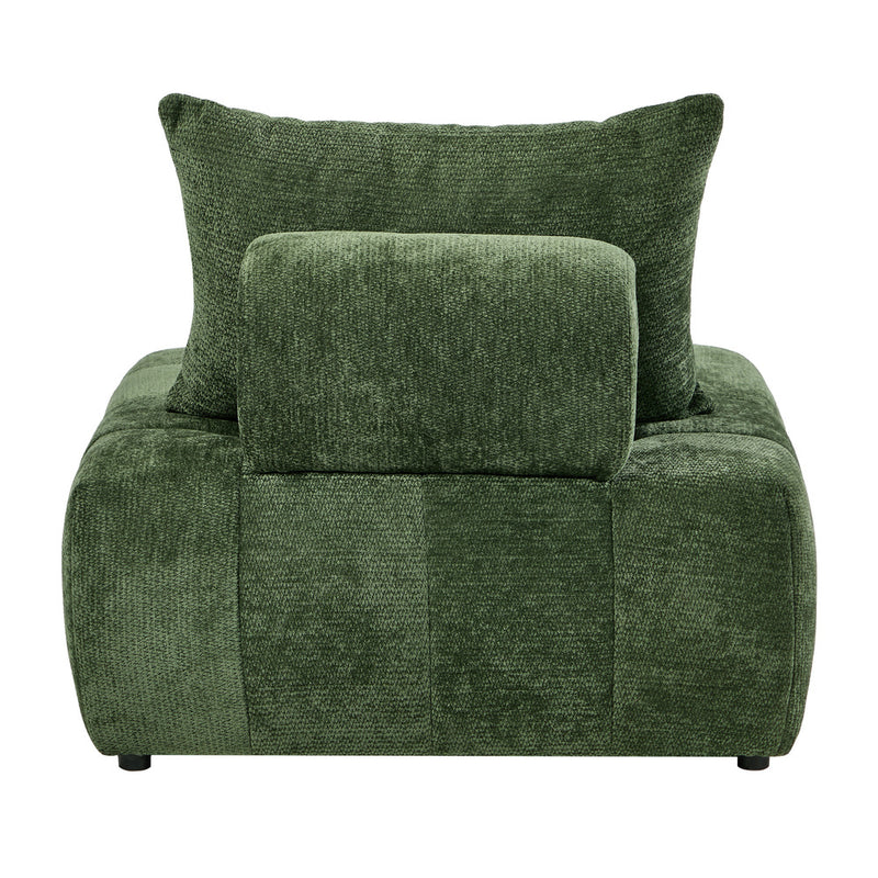 Oikiture Chenille Modular Sofa Lounge w/Pillow TOFU Armless Green