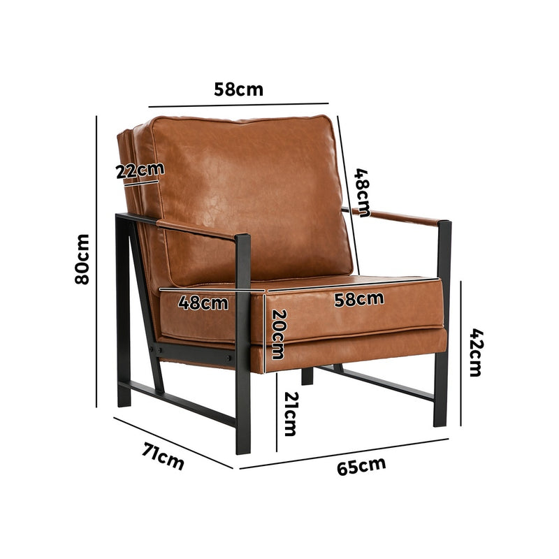 Oikiture Lounge Armchair Sofa Chair Faux Leather Accent Armchairs