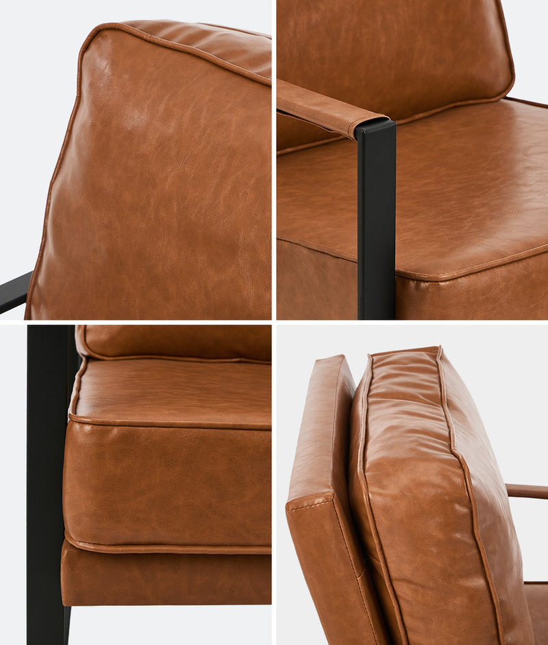 Oikiture Lounge Armchair Sofa Chair Faux Leather Accent Armchairs