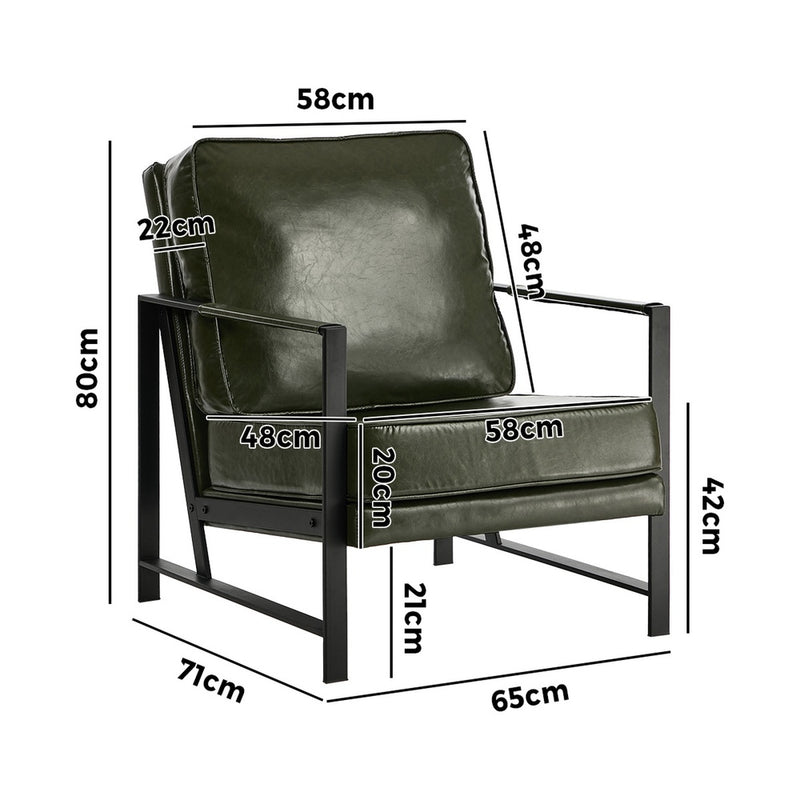 Oikiture Lounge Armchair Sofa Faux Leather Accent Green