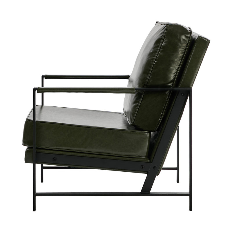 Oikiture Lounge Armchair Sofa Faux Leather Accent Green