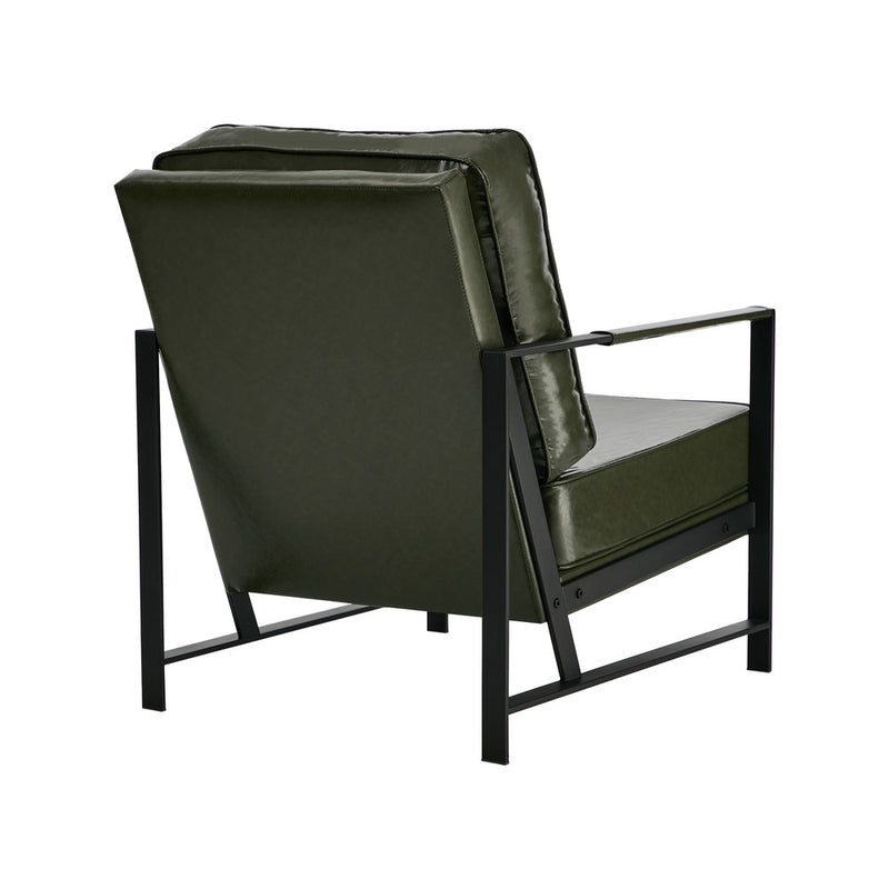 Oikiture Lounge Armchair Sofa Faux Leather Accent Green