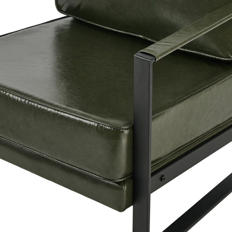 Oikiture Lounge Armchair Sofa Faux Leather Accent Green