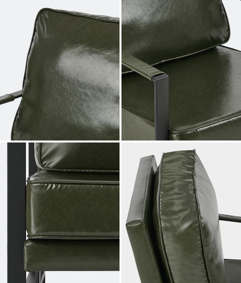 Oikiture Lounge Armchair Sofa Faux Leather Accent Green