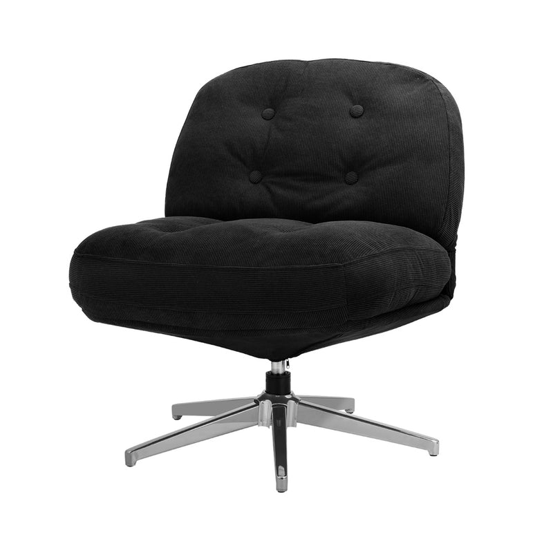 Oikiture Armchair Swivel Lounge Chair Padded Polyester Black