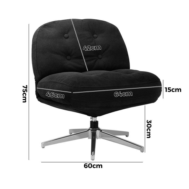 Oikiture Armchair Swivel Lounge Chair Padded Polyester Black