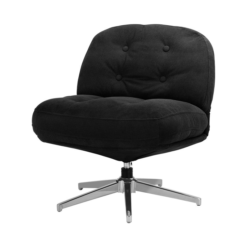 Oikiture Armchair Swivel Lounge Chair Padded Polyester Black