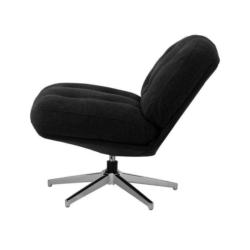 Oikiture Armchair Swivel Lounge Chair Padded Polyester Black