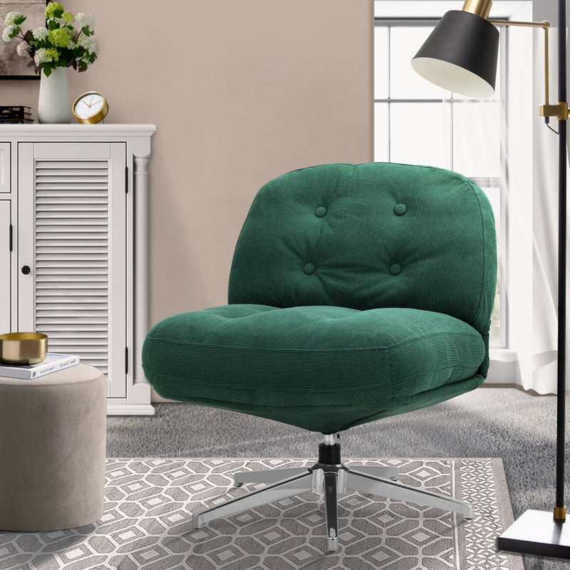 Oikiture Armchair Swivel Lounge Chair Padded Polyester Green