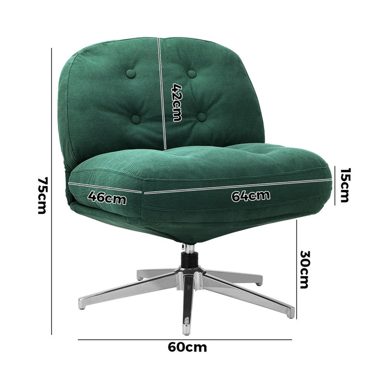 Oikiture Armchair Swivel Lounge Chair Padded Polyester Green