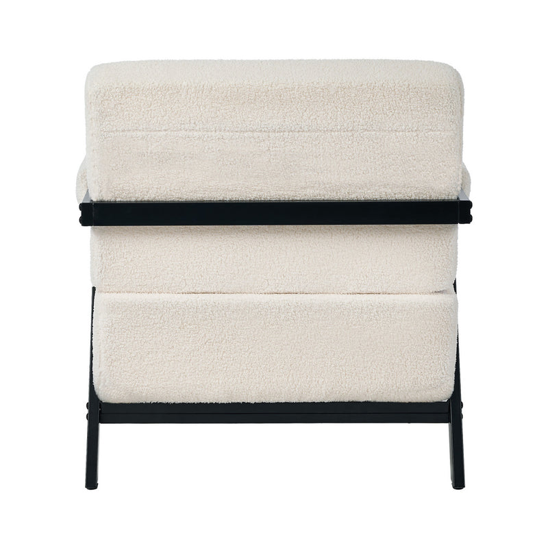 Oikiture Compressed Armchair Sherpa Lounge Accent Sofa with Cushion