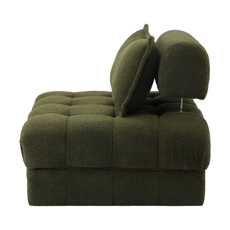 Oikiture 2 Seater Boucle Modular Sofa Armless TOFU Back Green