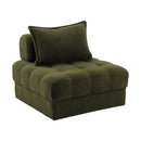 Oikiture 1 Seater Boucle Modular Sofa Armless TOFU Back Green