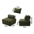 Oikiture 1 Seater Boucle Modular Sofa Armless TOFU Back Green