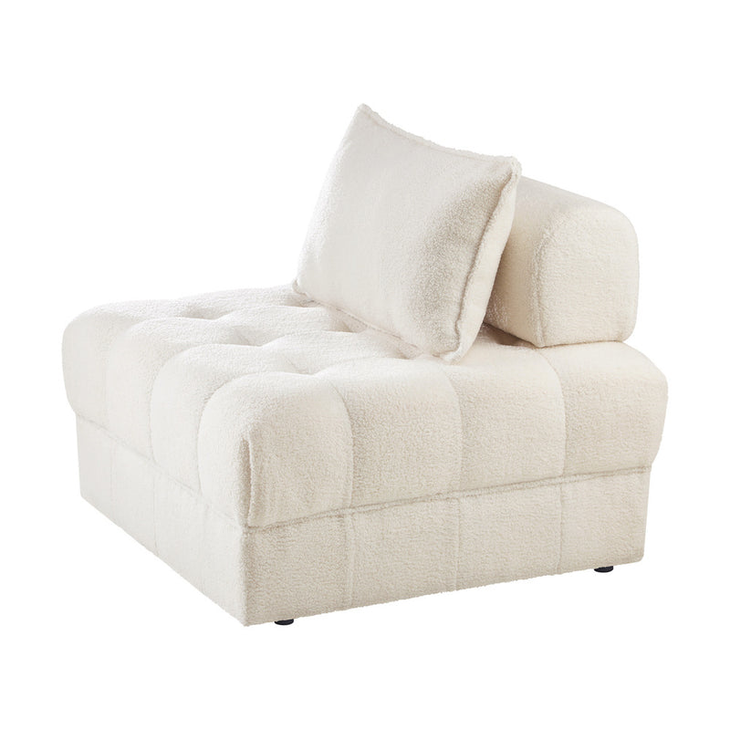 Oikiture 3 Seater Boucle Modular Sofa Lounge Chair Armless White