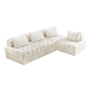 Oikiture 4 Seater Boucle Modular Sofa Lounge Chair Armless White