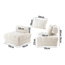 Oikiture 4 Seater Boucle Modular Sofa Lounge Chair Armless White