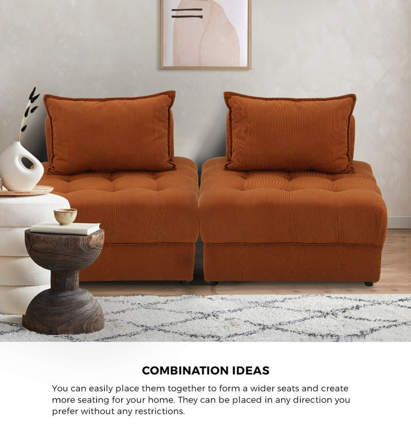 Oikiture 2 Seater Velvet Modular Sofa Lounge Chair with Backrest Brown