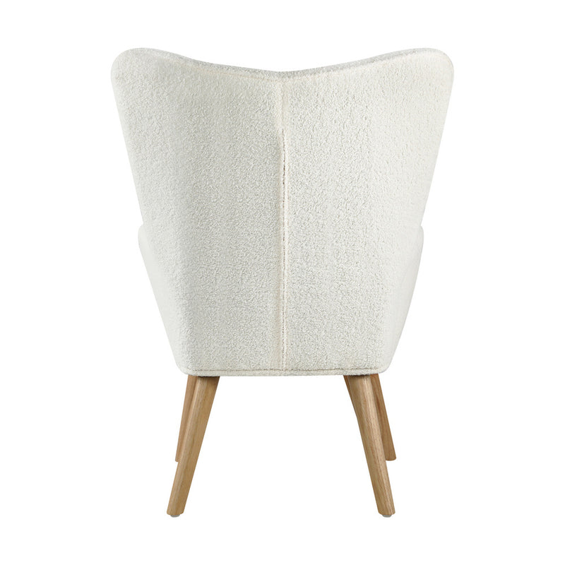 Oikiture Armchair with Footstool Sherpa White