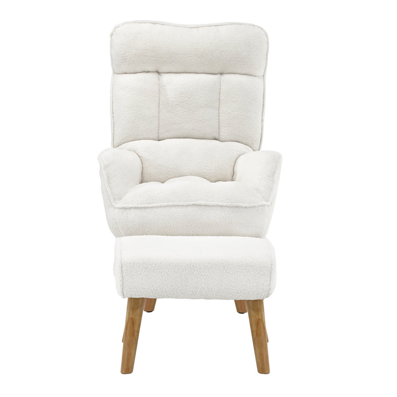 Oikiture Armchair with Ottoman Swivel Sherpa White