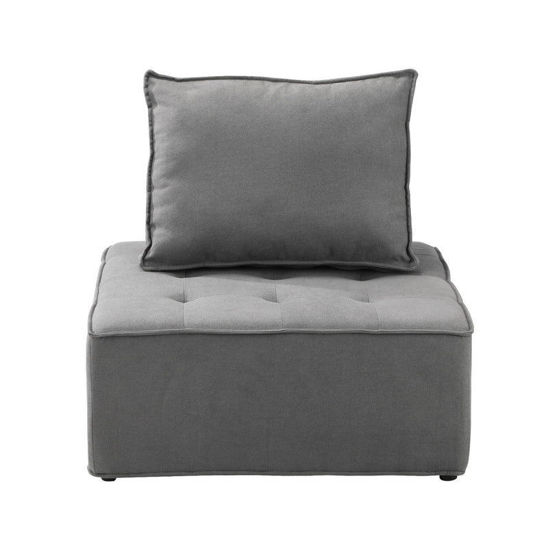 Oikiture Armless Sofa with Adjustable Back Modular Grey