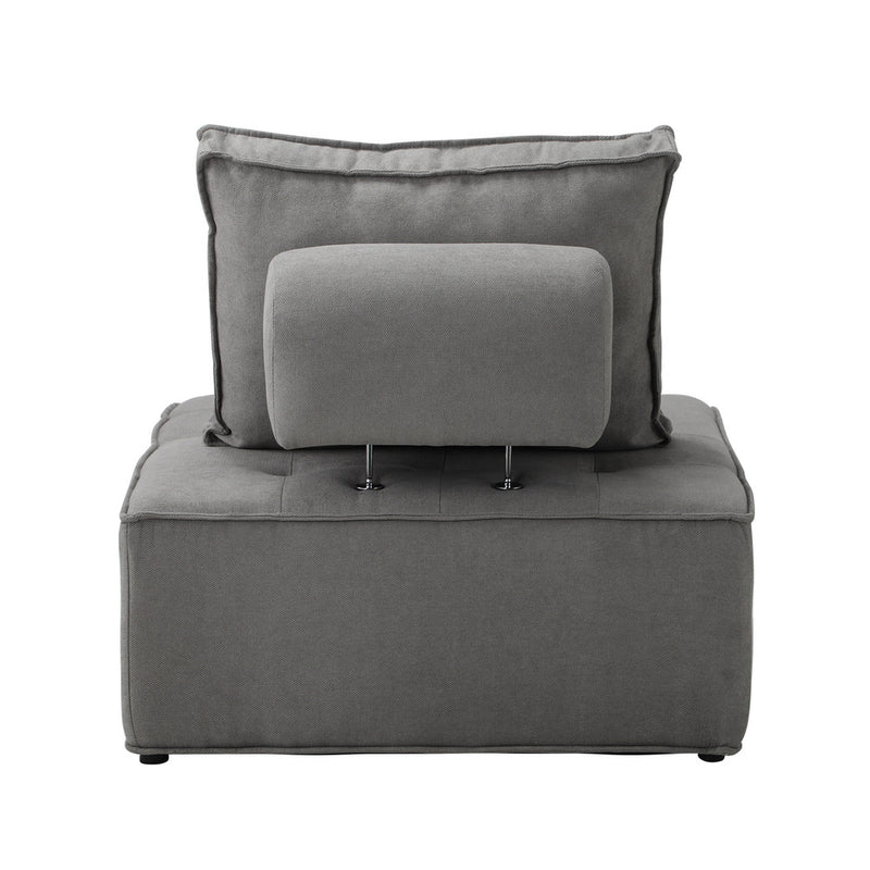 Oikiture Armless Sofa with Adjustable Back Modular Grey