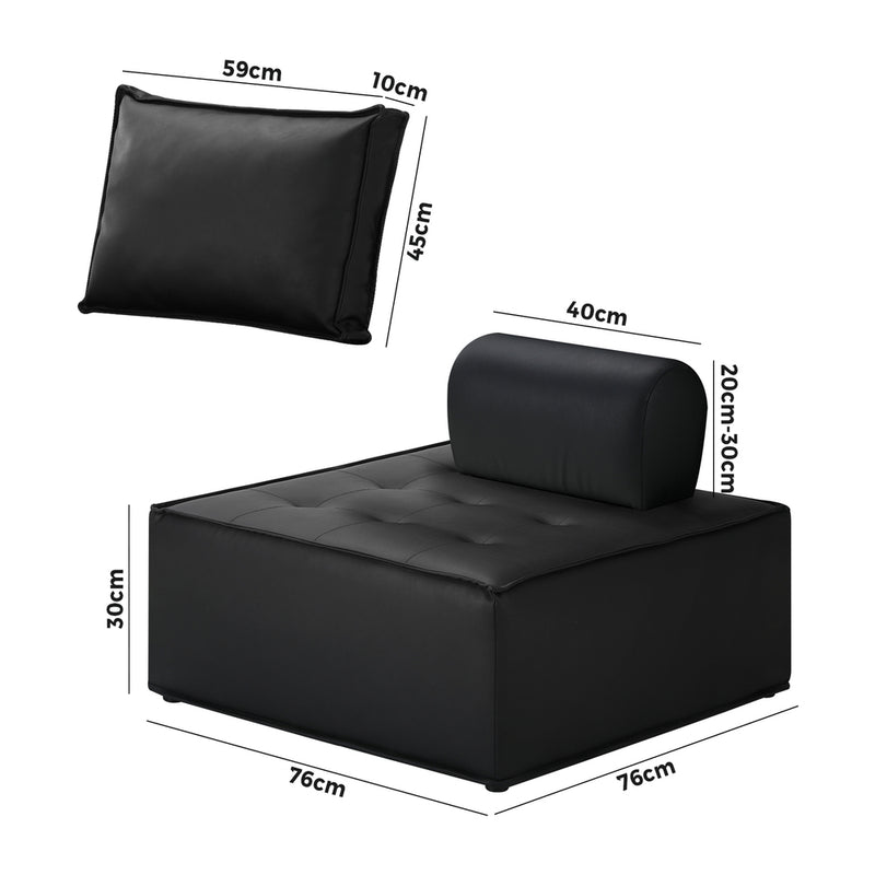 Oikiture Pu Leather Sofa Couch Black