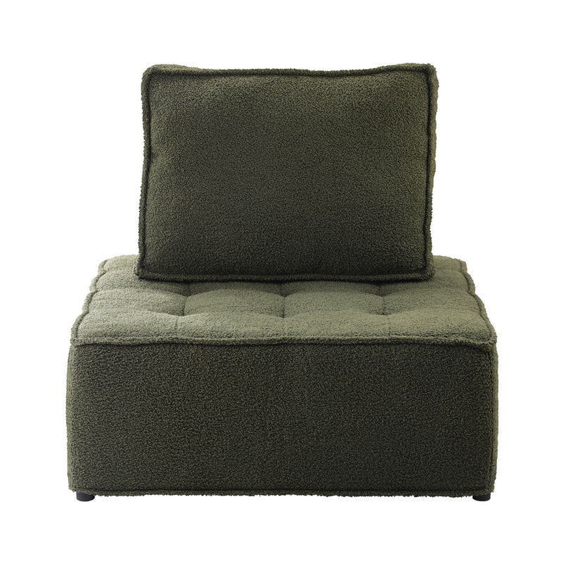 Oikiture 1PC Modular Sofa Lounge Chair Armless Sherpa Green