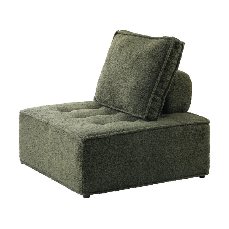 Oikiture 1PC Modular Sofa Lounge Chair Armless Sherpa Green
