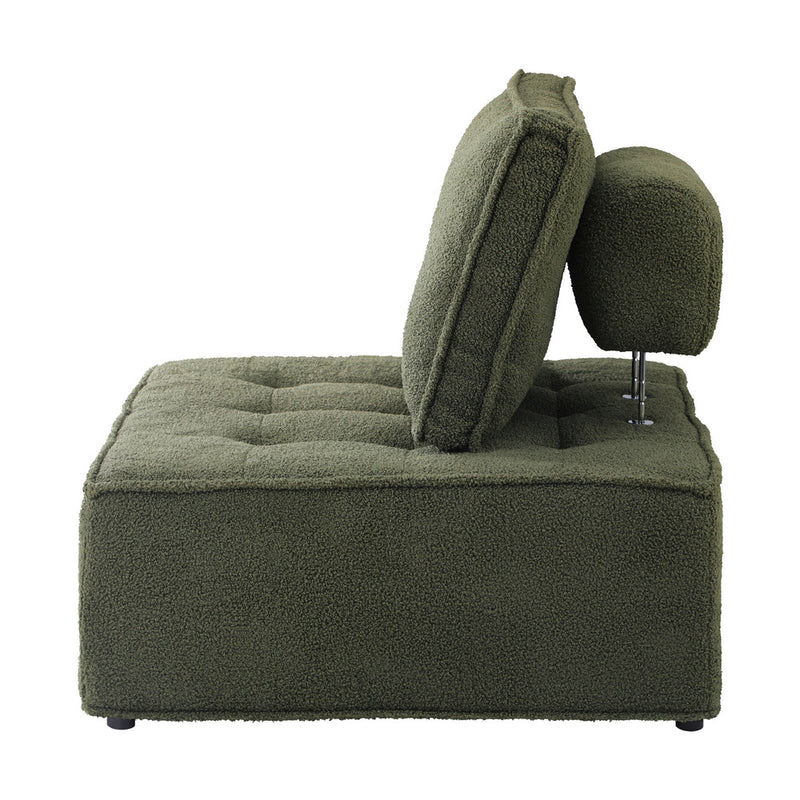 Oikiture 1PC Modular Sofa Lounge Chair Armless Sherpa Green