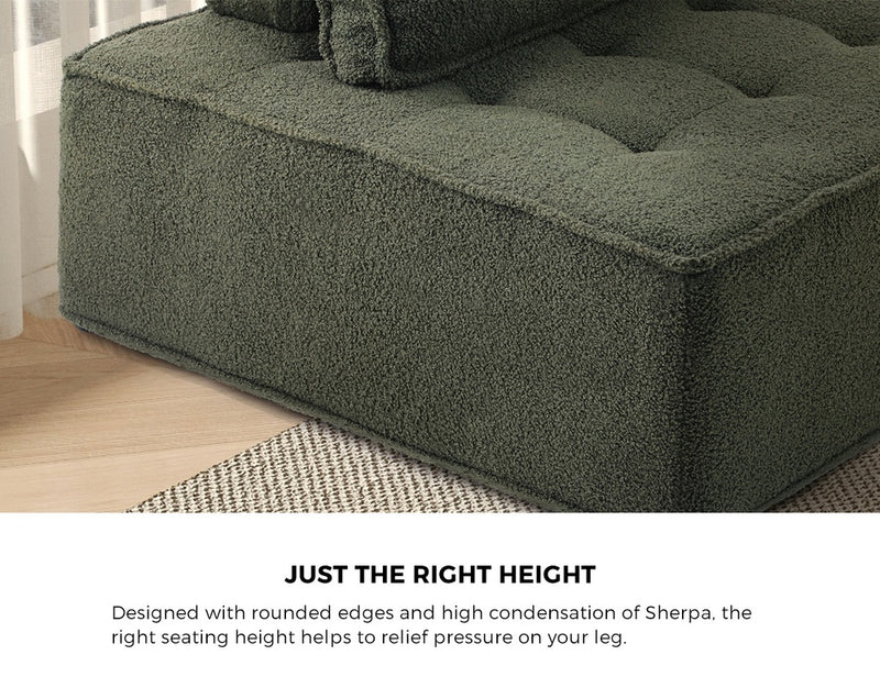 Oikiture 1PC Modular Sofa Lounge Chair Armless Sherpa Green