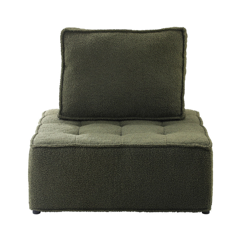 Oikiture 2PCS Modular Sofa Lounge Chair Armless Sherpa Green