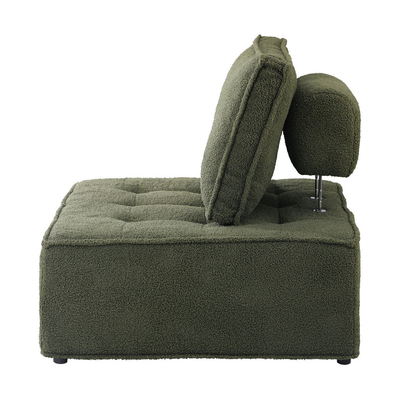 Oikiture 2PCS Modular Sofa Lounge Chair Armless Sherpa Green