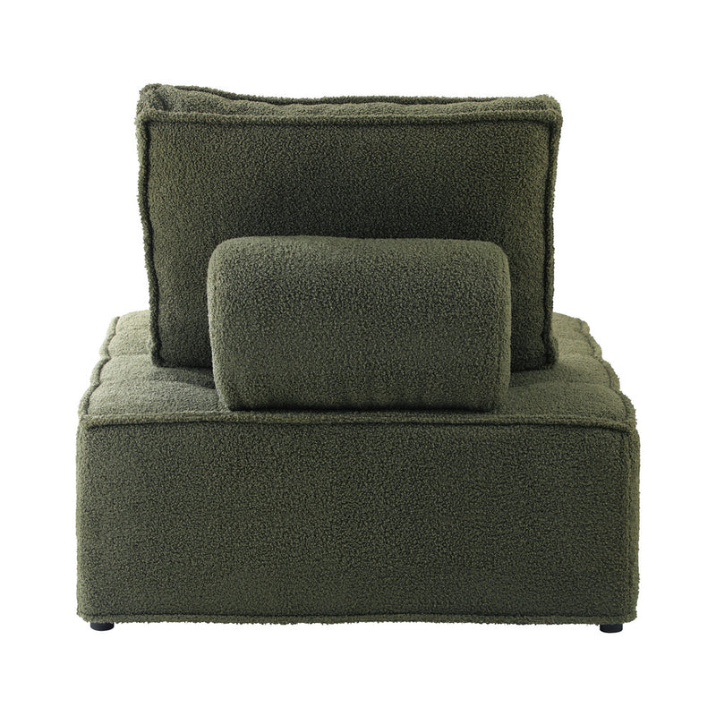 Oikiture 2PCS Modular Sofa Lounge Chair Armless Sherpa Green