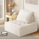 Oikiture Modular Armless Sofa Adjustable Back Sherpa White