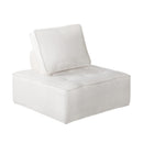 Oikiture Modular Armless Sofa Adjustable Back Sherpa White