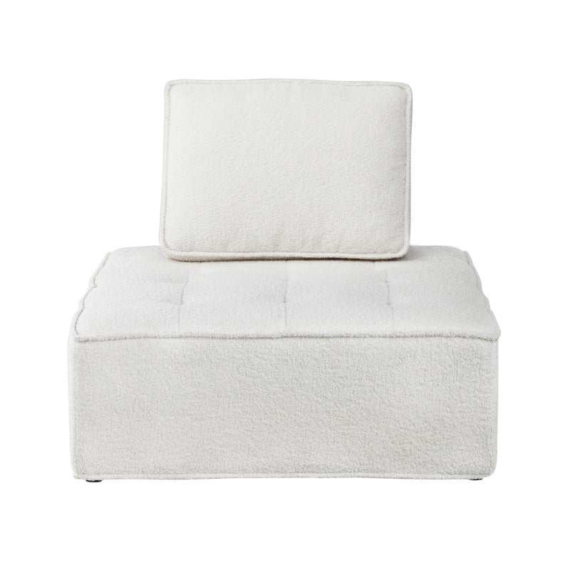 Oikiture Modular Armless Sofa Adjustable Back Sherpa White