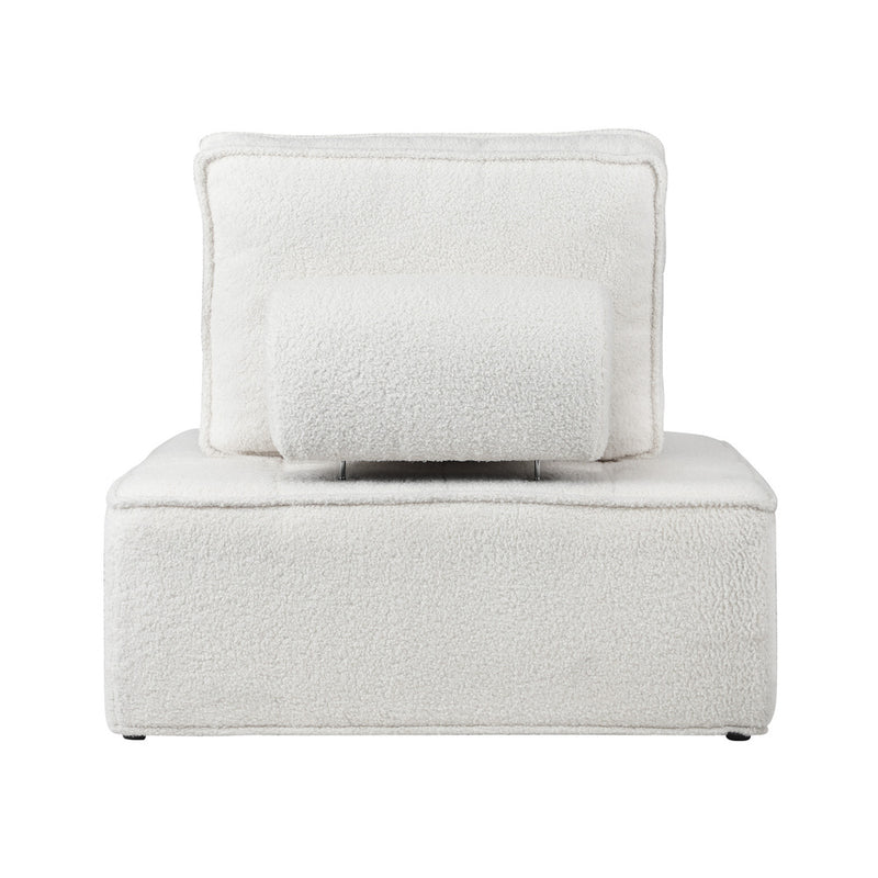 Oikiture Modular Armless Sofa Adjustable Back Sherpa White