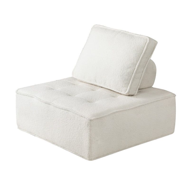 Oikiture 2PCS Modular Armless Sofa Sherpa White
