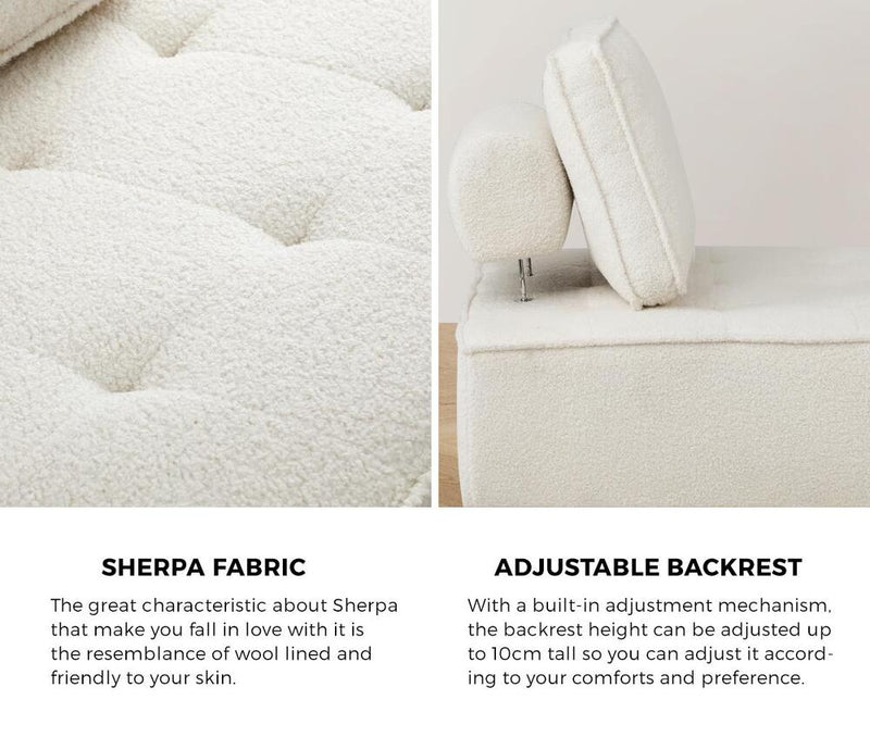 Oikiture 2PCS Modular Armless Sofa Sherpa White