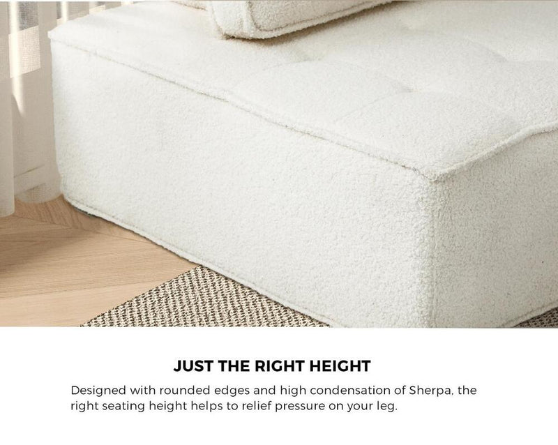 Oikiture 2PCS Modular Armless Sofa Sherpa White