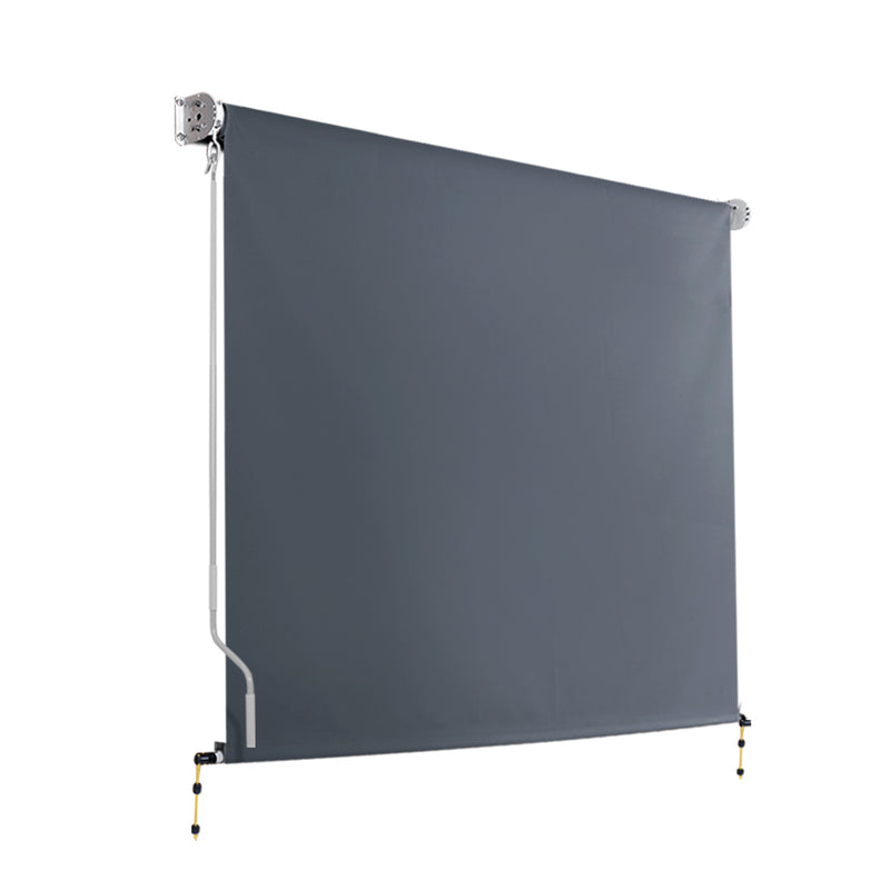 Instahut 2.4X2.5M Outdoor Blinds Awning Roll Down Canopy Retractable Outdoor Blinds Window Shade Grey