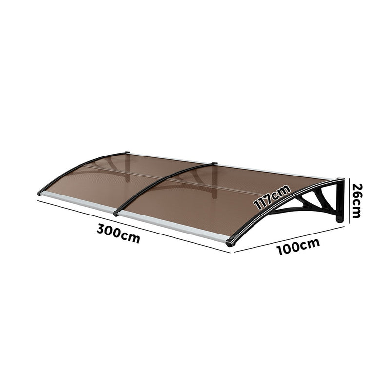 Livsip Window Door Awning Canopy Rain Cover Sun Shield 1mx3m
