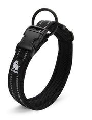 True Love Heavy Duty Reflective Dog Collar - Black, S-1962324874647179264