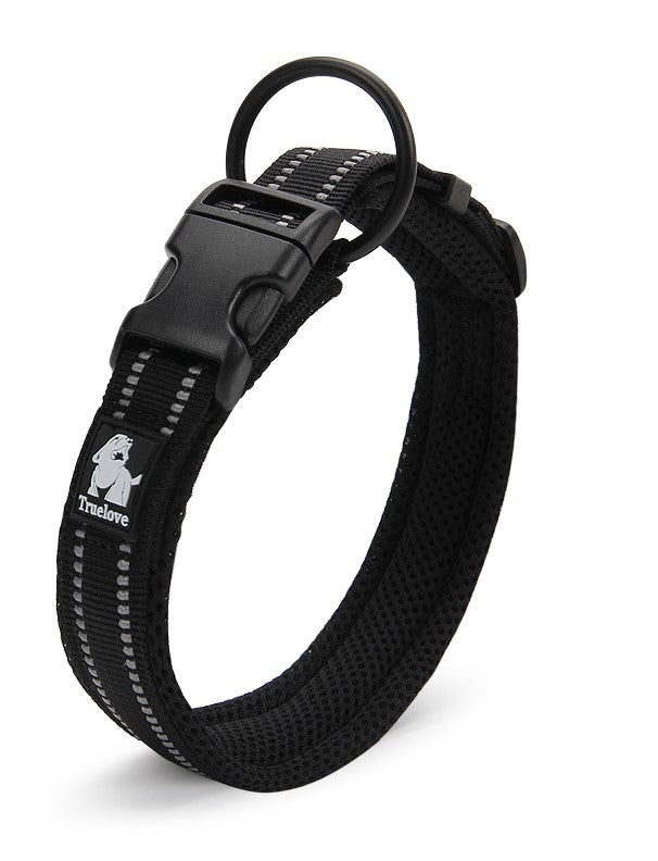 True Love Heavy Duty Reflective Dog Collar - Black, S-1962324874647179264