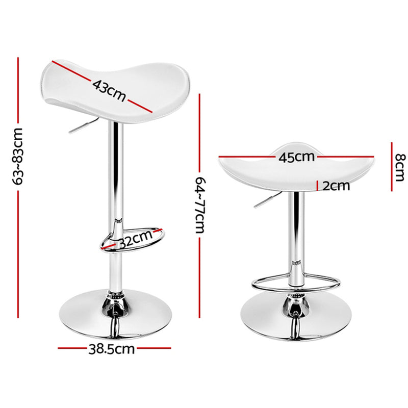 Artiss 4x Bar Stools Leather Gas Lift Chair White