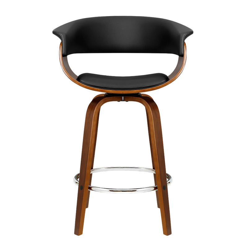 Artiss 2x Bar Stools Swivel PU Seat Wooden